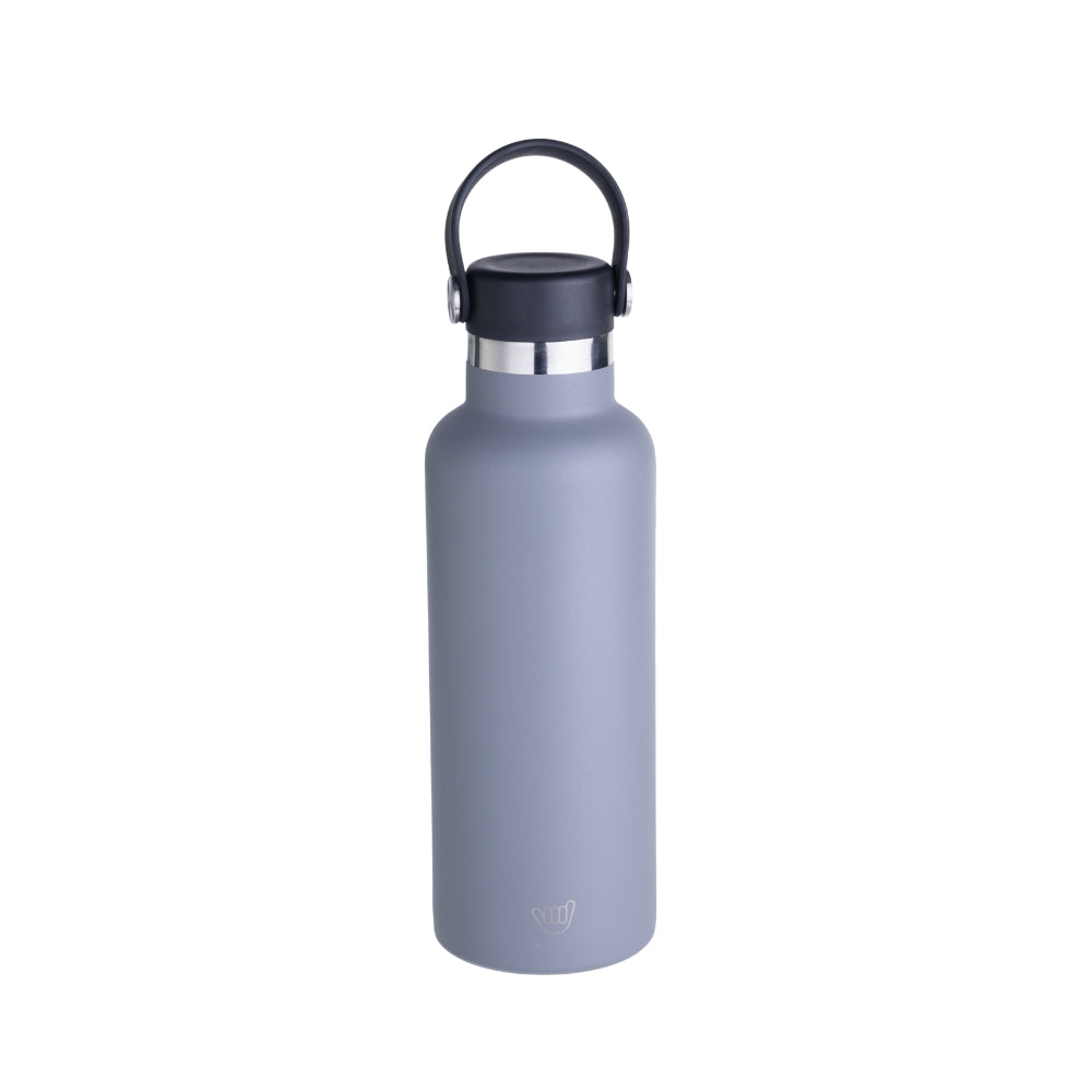 Botella térmica de acero inoxidable 650ml, resistente a golpes y con tapa hermética.