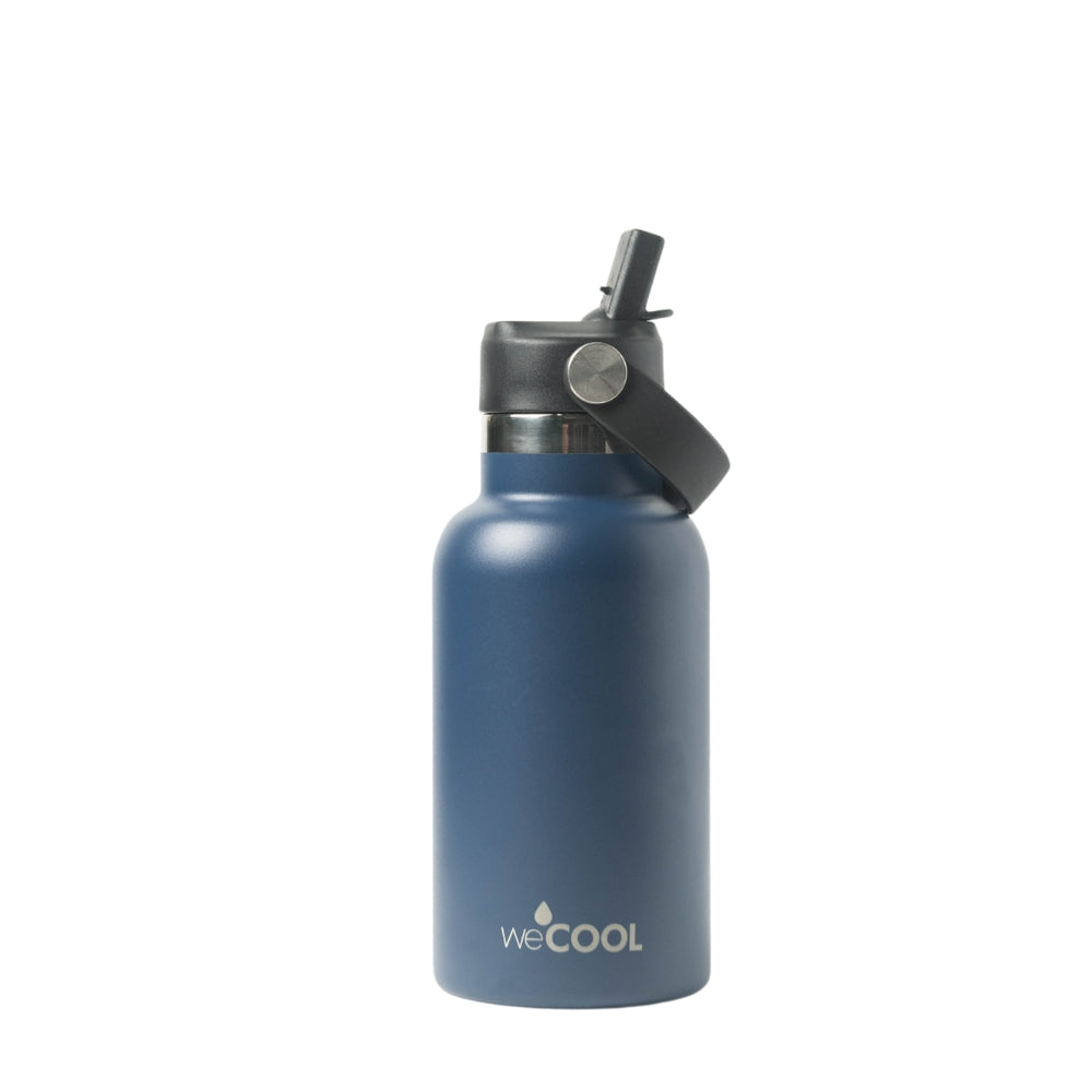 Botella térmica para niños 350ml color azul con tapa hermética y diseño resistente.