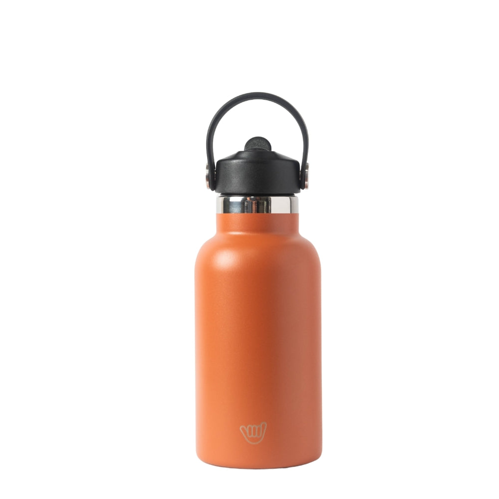 otella térmica para niños 350ml color naranja con doble pared de acero inoxidable y tapa hermética.