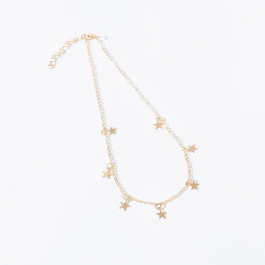 Choker de Estrellas con baño en oro o plata, collar fino y delicado ideal para cualquier ocasión