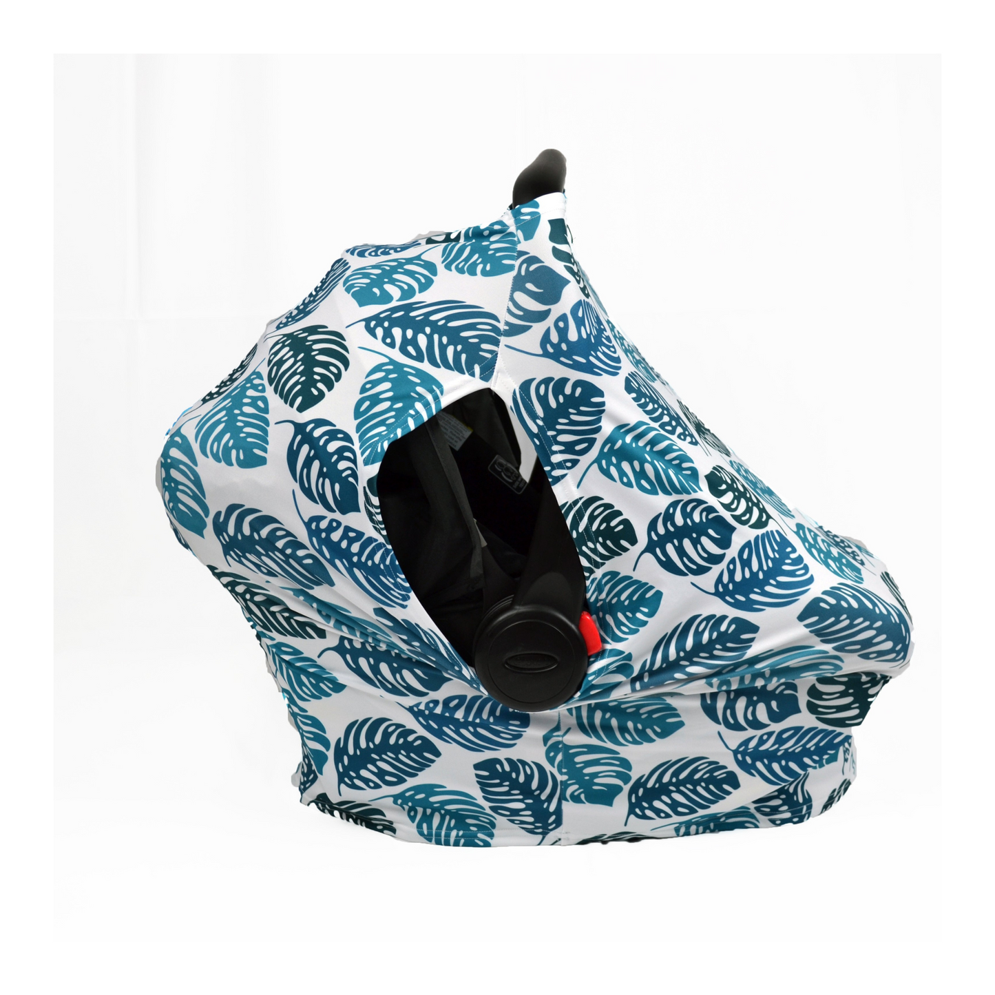 Cobertor para coche de bebé con UPF 50+ y estampado Love, gris, hojas verdes, o rayas azules, diseñado para protección solar, ventilación y comodidad.