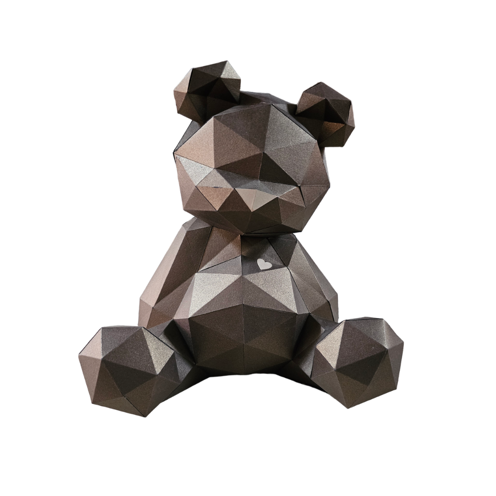 Kit de Escultura en Papel DIY Oso Bronce – Escultura en 3D para armar en casa con materiales de cartulina de alta calidad