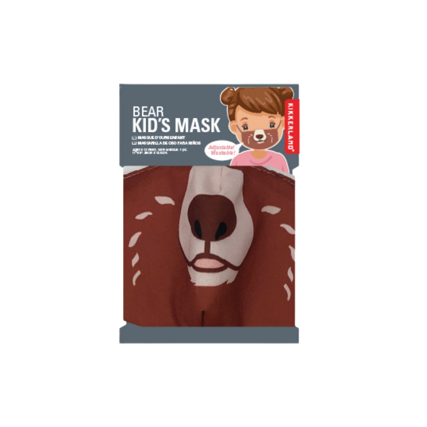 Mascarilla infantil con diseño de oso, suave y ajustable, ideal para proteger con comodidad y estilo.