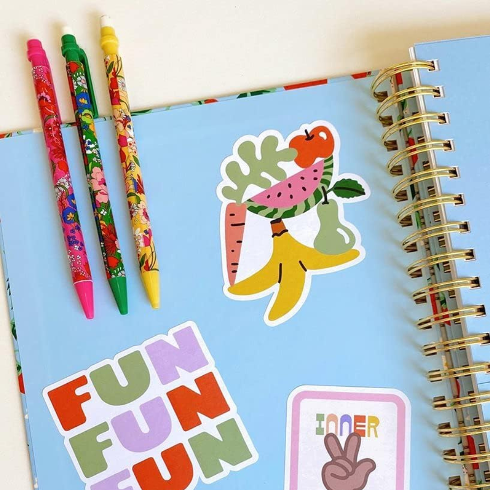 Set de portaminas floral "Super Bloom" de 0.7 mm, con diseños vibrantes y coloridos, ideal para oficina o escuela.