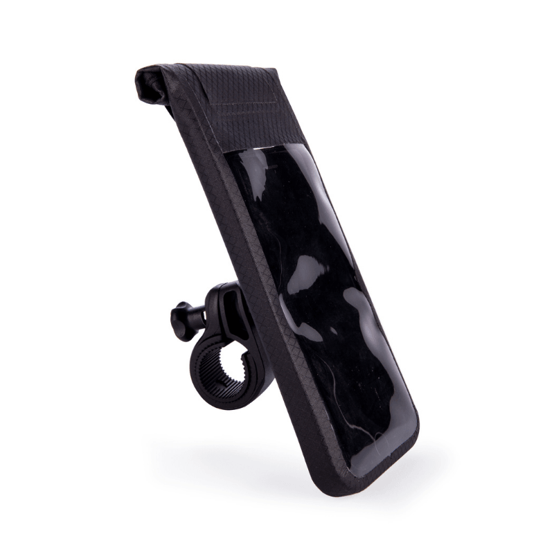 Porta celular impermeable para bicicleta, con sujeción segura y compatible con varios modelos de teléfono.