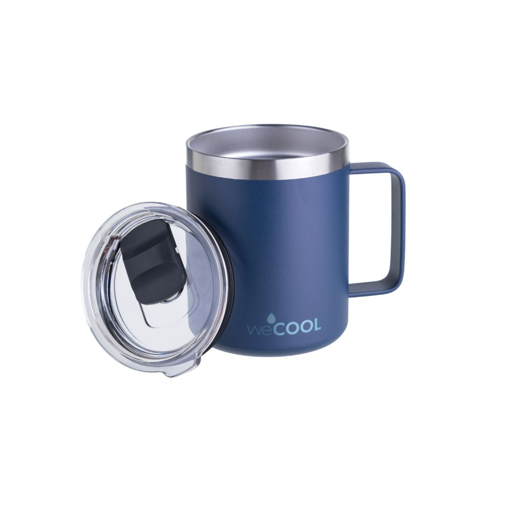 Taza térmica de acero inoxidable de 360 ml con tapa magnética. Mantiene el café caliente, ideal para oficina o en casa.