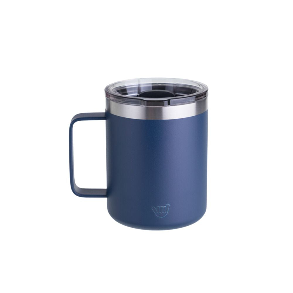 Taza térmica de acero inoxidable de 360 ml con tapa magnética. Mantiene el café caliente, ideal para oficina o en casa.