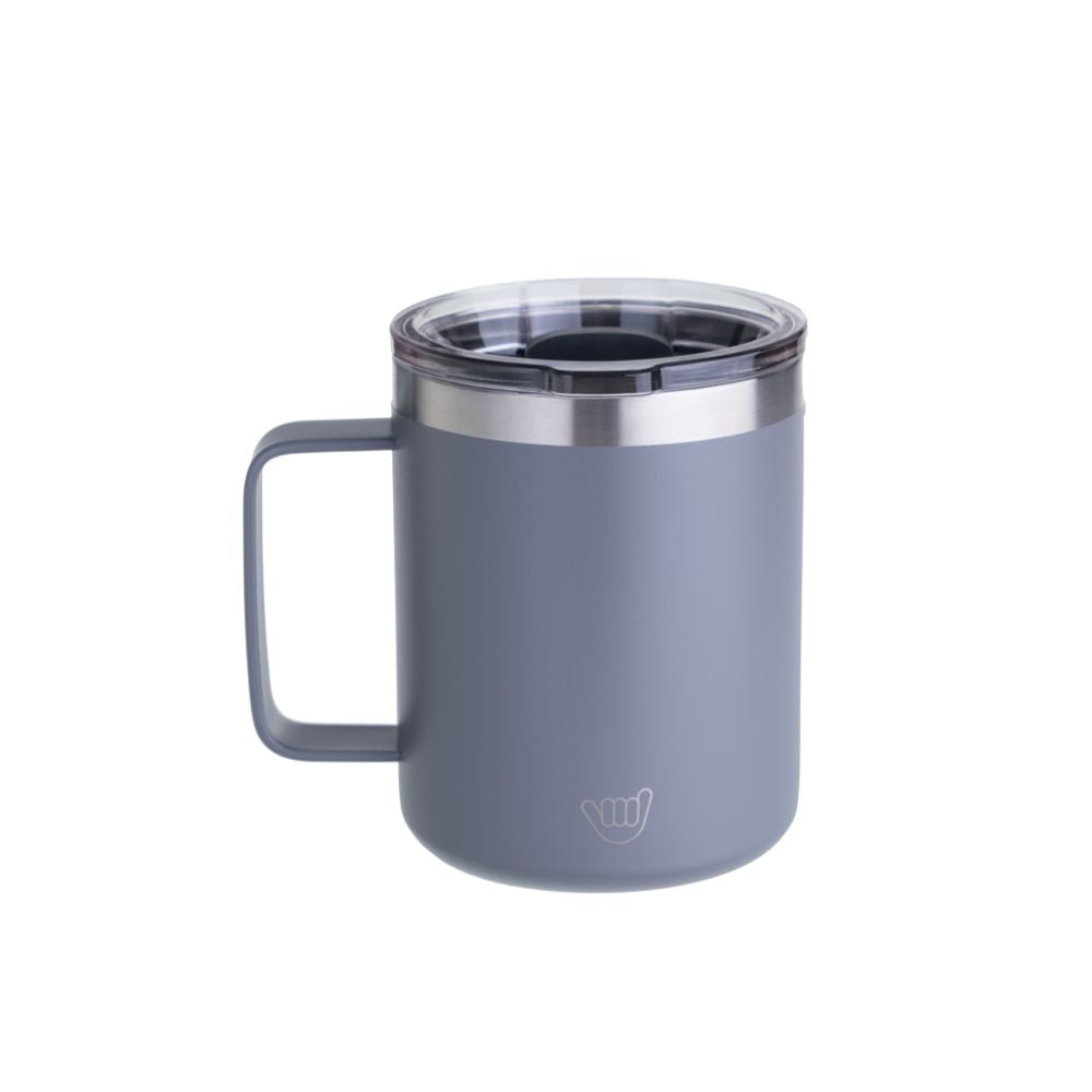 Taza térmica de acero inoxidable de 360 ml con tapa magnética. Mantiene el café caliente, ideal para oficina o en casa.