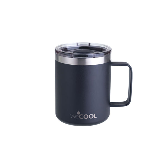 Taza térmica de acero inoxidable de 360 ml con tapa magnética. Mantiene el café caliente, ideal para oficina o en casa.