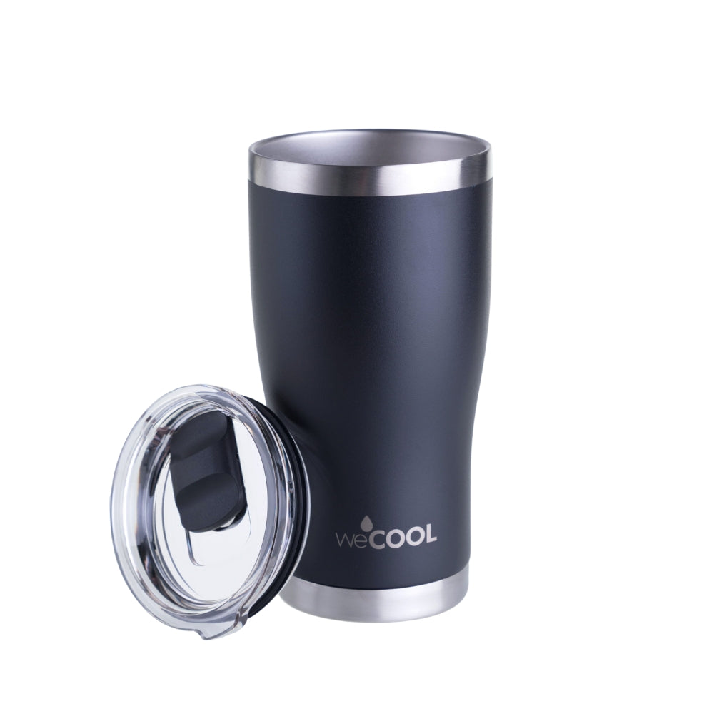 Vaso térmico de acero inoxidable de 590 ml con tapa magnética. Ideal para café, té o bebidas frías.