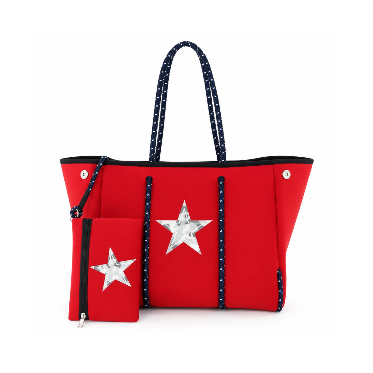 Bolso de neopreno rojo estrella y neceser incluido