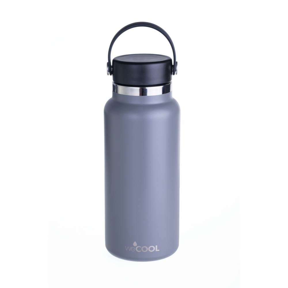Botella térmica de acero inoxidable 1000ml color gris con tecnología TempTech® y diseño portátil.