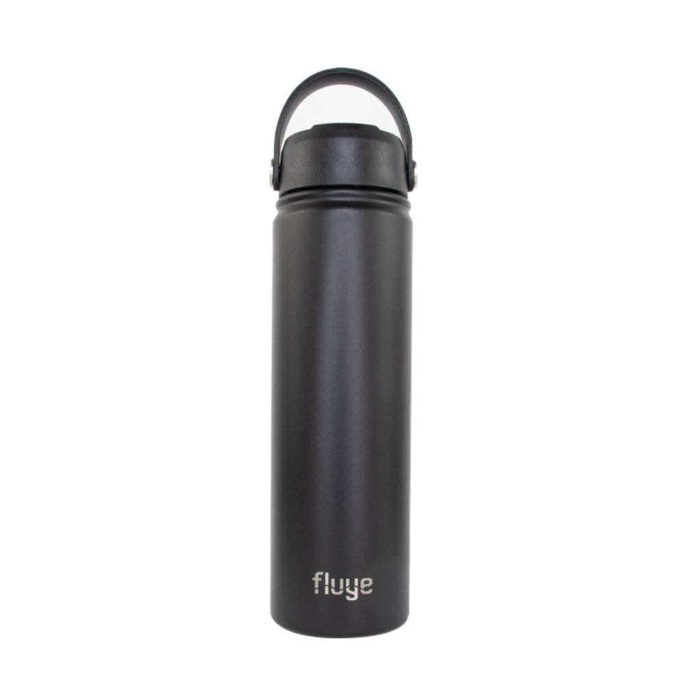 Botella Térmica Fluye Sport 1200ml en color Curitiba (Negro), fabricada en acero inoxidable de alta calidad, con tapa antiderrame, ideal para mantener bebidas frías por 24h y calientes por 12h.
