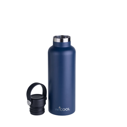 Botella térmica de acero inoxidable 650ml, resistente a golpes y con tapa hermética.