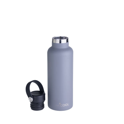 Botella térmica de acero inoxidable 650ml, resistente a golpes y con tapa hermética.