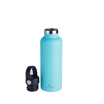 Botella térmica de acero inoxidable 650ml, resistente a golpes y con tapa hermética.