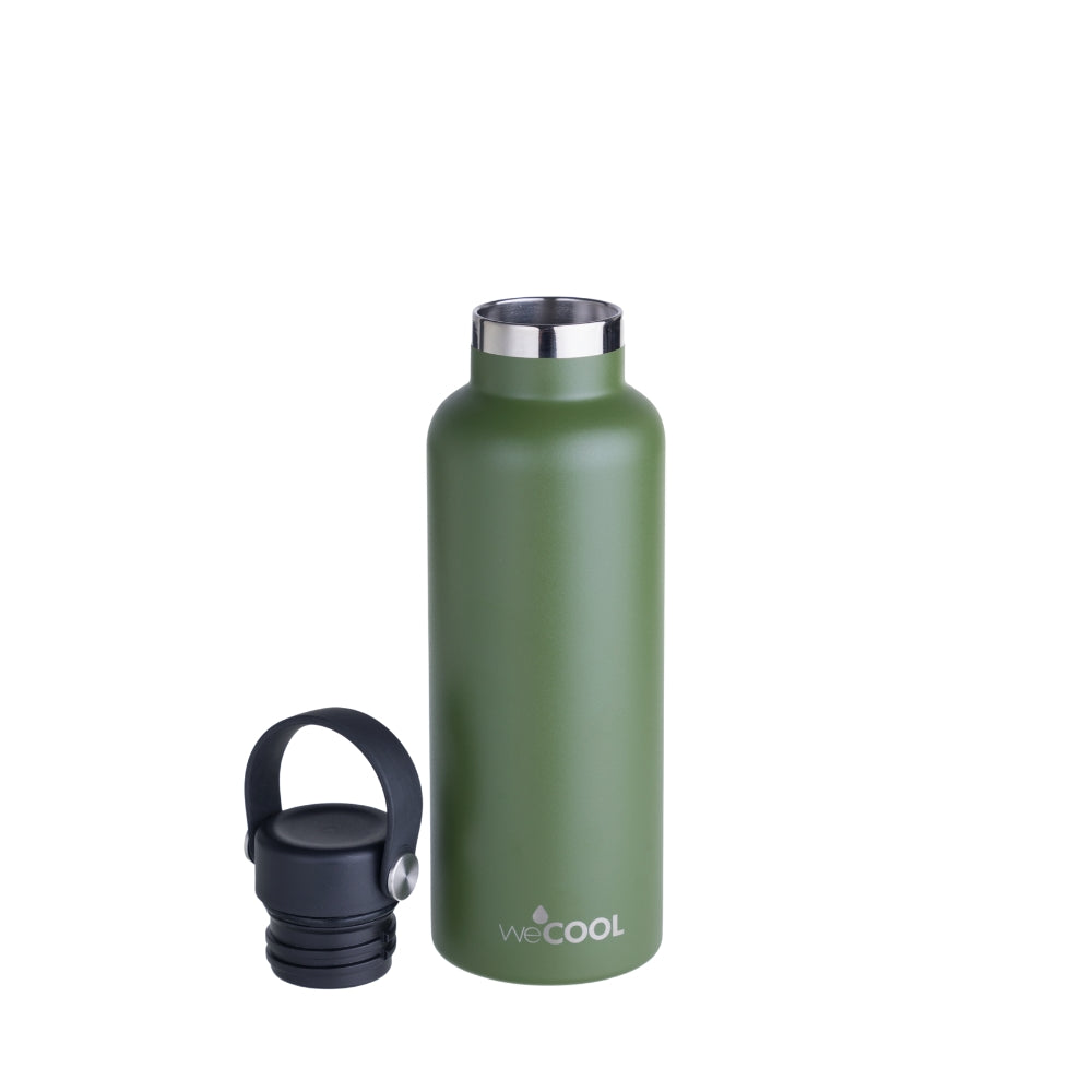 Botella térmica de acero inoxidable 650ml, resistente a golpes y con tapa hermética.