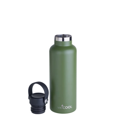 Botella térmica de acero inoxidable 650ml, resistente a golpes y con tapa hermética.