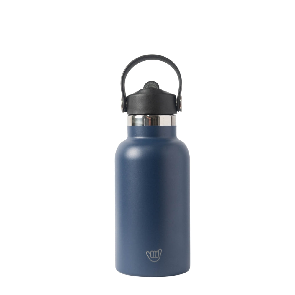 Botella térmica para niños 350ml color azul con tapa hermética y diseño resistente.