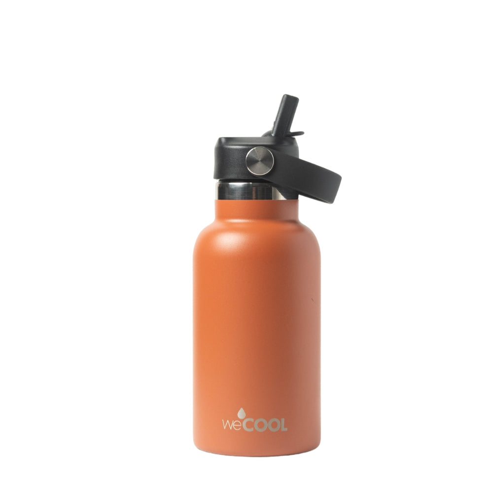 otella térmica para niños 350ml color naranja con doble pared de acero inoxidable y tapa hermética.