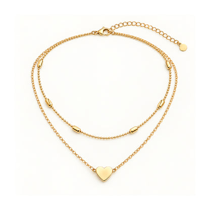 Choker corazón dorado con cadena fina y dije de corazón