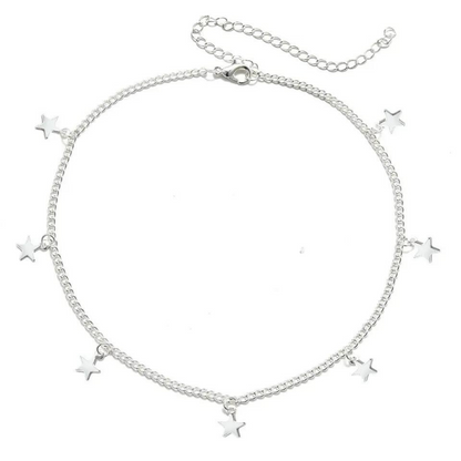 Choker de Estrellas con baño en oro o plata, collar fino y delicado ideal para cualquier ocasión