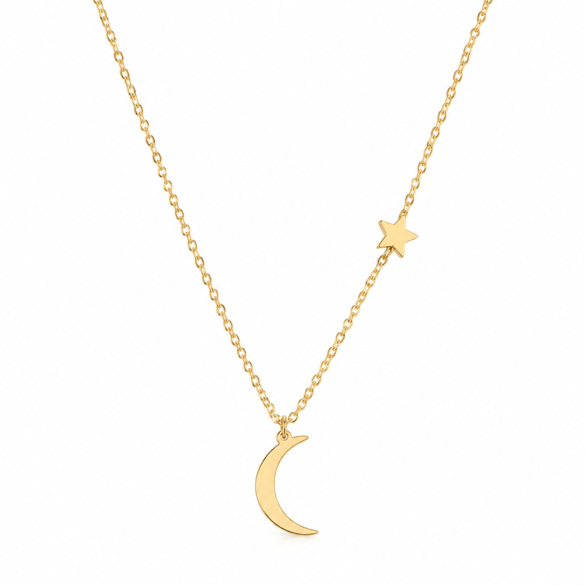 Collar de luna y estrella, delicado y fácil de combinar.