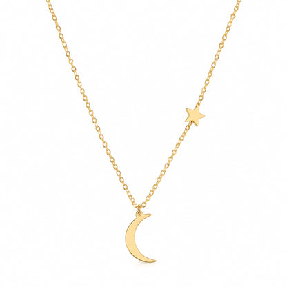 Collar de luna y estrella, delicado y fácil de combinar.