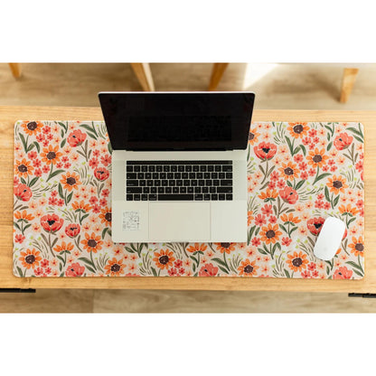 Desk Pad Flores, protector de escritorio, antideslizante, de baja fricción, con diseño floral vibrante y lavable. 