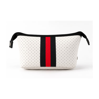 Estuche de neopreno blanco con rojo vista frontal