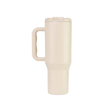 Fluye Mug Pro 1200ml en color Baja Sand (Beige), ideal para bebidas frías o calientes.