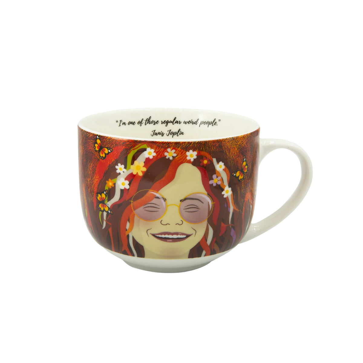Janis Joplin Mug con la frase "I’m one of those regular weird people".