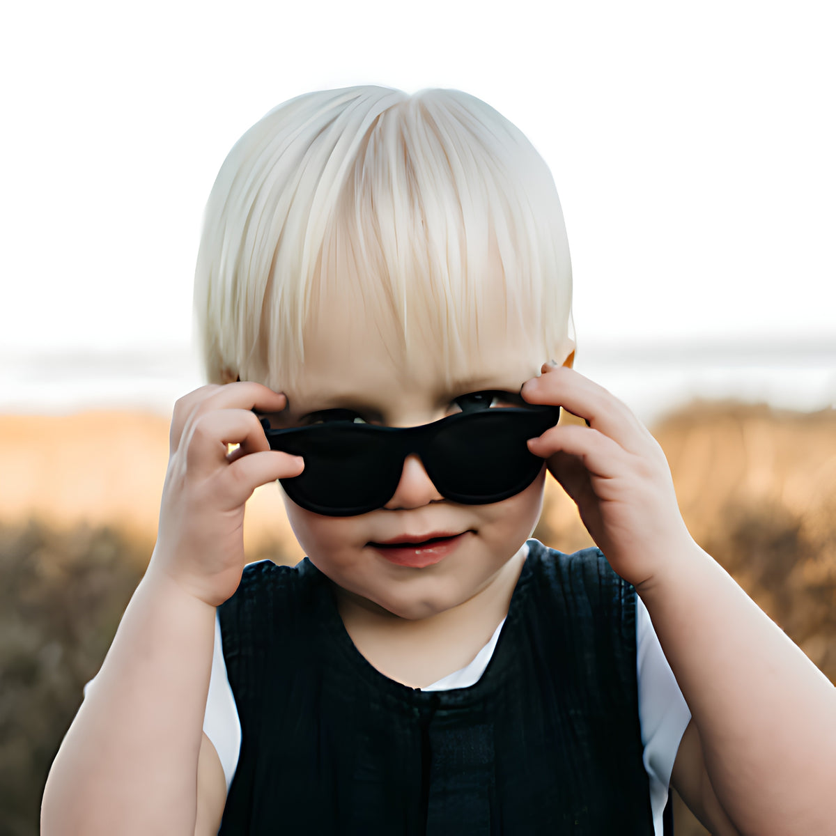 Lentes de sol Babiators negros para bebés de 0 a 2 años con protección solar.