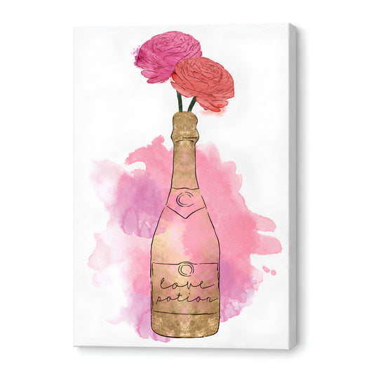 Lienzo en bastidor Champagne & Flowers de The Oliver Gal Artist Co.