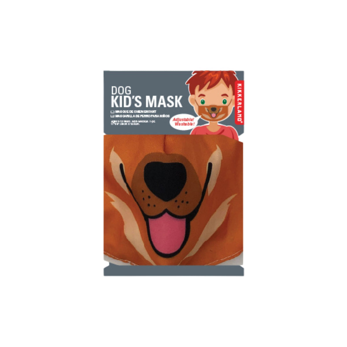 Mascarilla para niños de doble capa y tiras ajustables con estampado de gato, perro, tigre y oso.