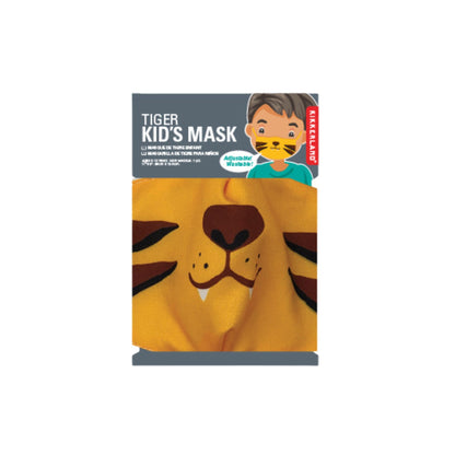 Mascarilla para niños de doble capa y tiras ajustables con estampado de gato, perro, tigre y oso.