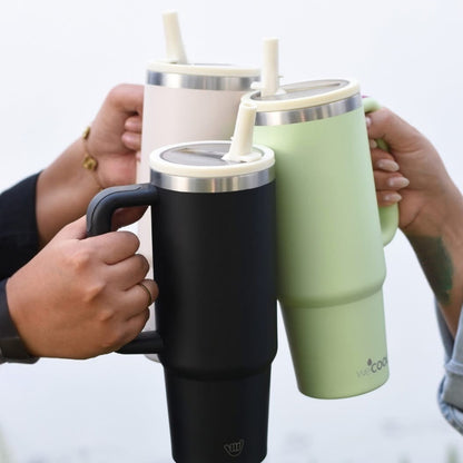 Mug Térmico Wecool Spill Free 30oz de acero inoxidable, es perfecto para viajes, camping, la oficina o el auto.