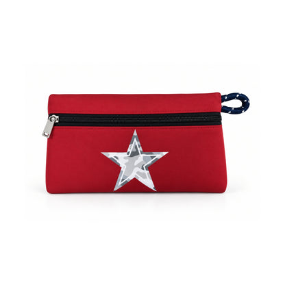 Neceser de neopreno rojo con estrella.