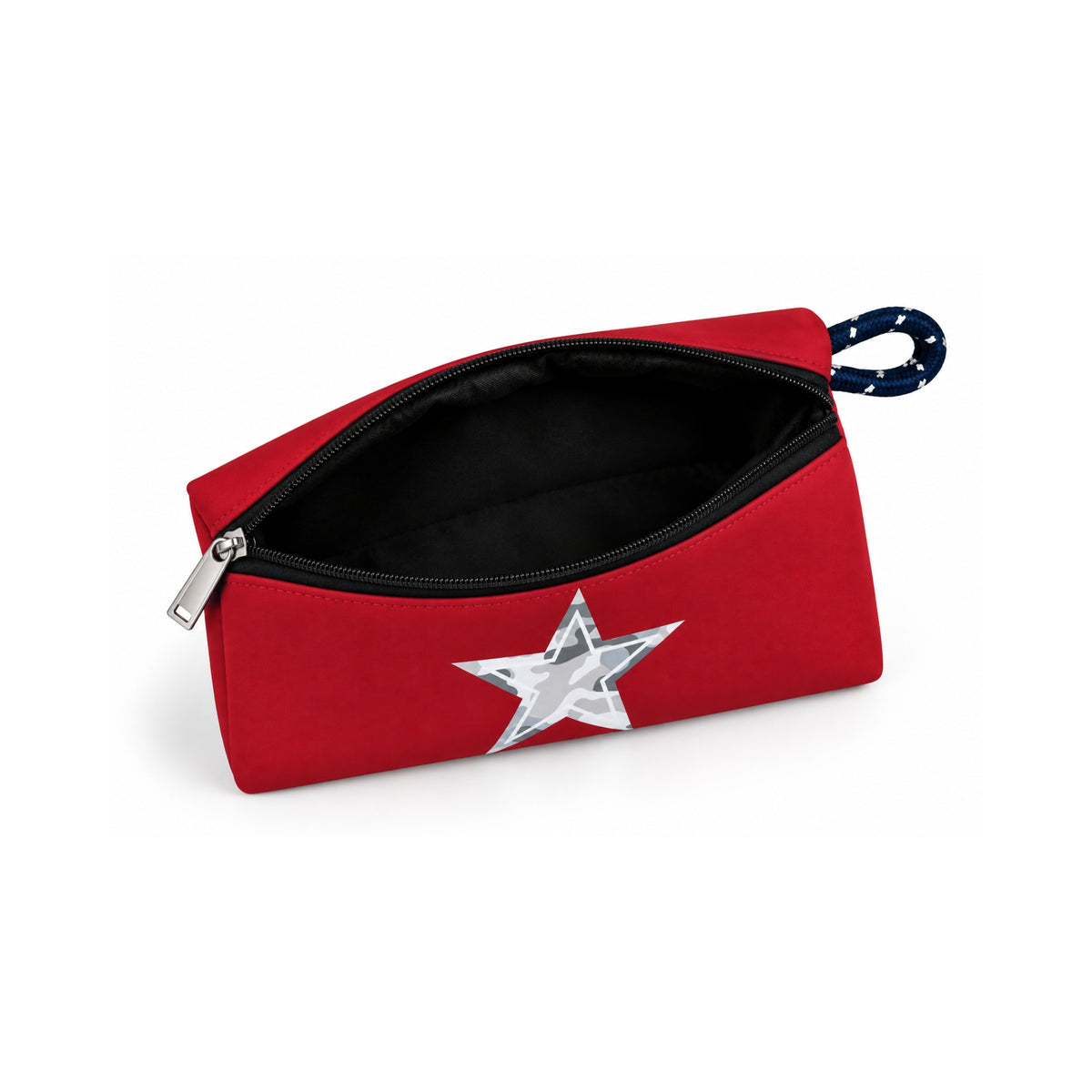 Neceser de neopreno rojo con estrella.