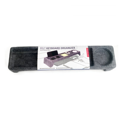Organizador de escritorio de feltro con compartimento. Ideal para mantener tu espacio ordenado.