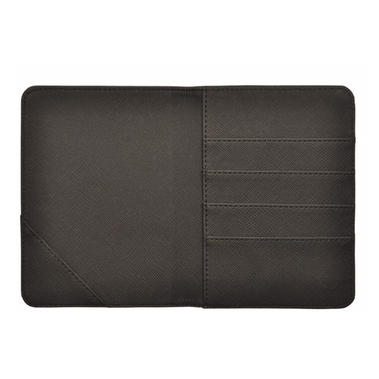 Porta documentos Legami con elástico, protección RFID, bolsillo para pasaporte y compartimentos para tarjetas, en color negro.