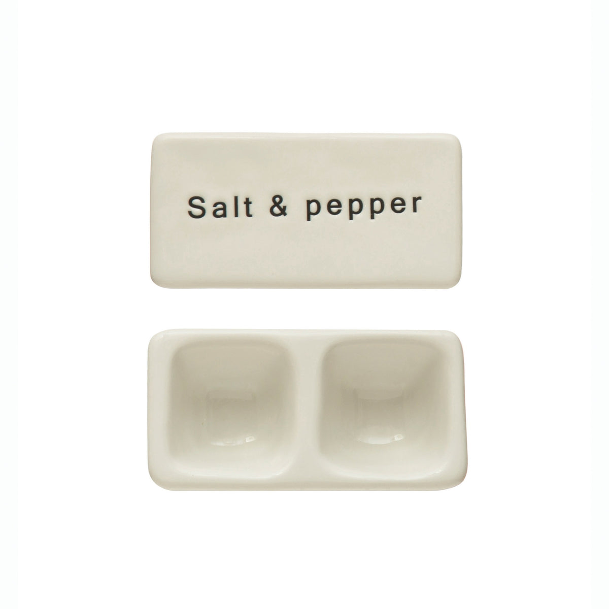 Recipiente para sal y pimienta en cerámica vitrificada con tapa. Mantiene la sal y la pimienta siempre a mano y le da un toque especial a tu mesa.