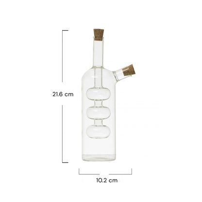 Medidas del Recipiente de Vidrio para Aceite y Vinagre de vidrio, 21.6 cm de alto.