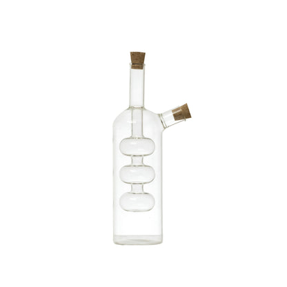 Recipiente de vidrio artesanal para aceite y vinagre con tapa de corcho natural