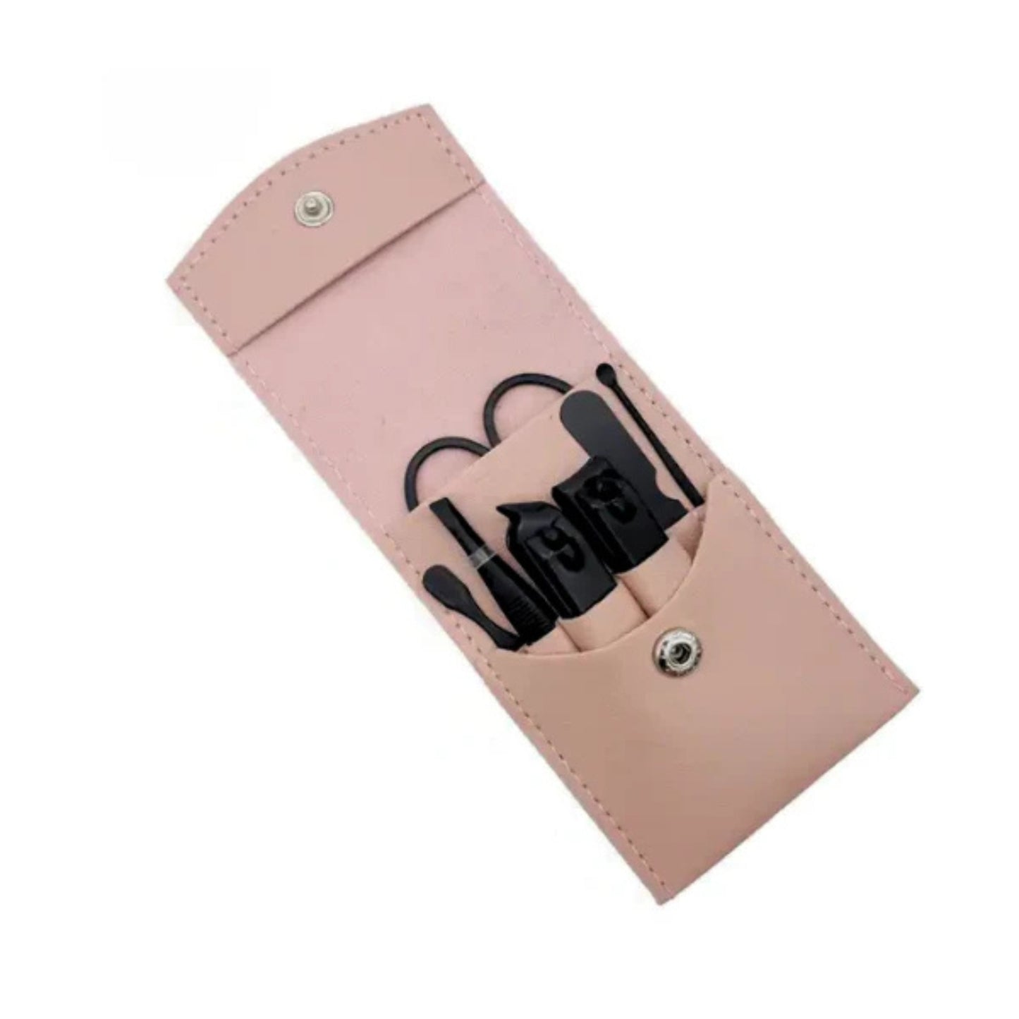 Set de manicure de 7 piezas en estuche nude de cuero vegano