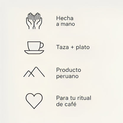 Beneficios  taza de espresso de cerámica gris oscuro con plato a juego de Elías Objetos