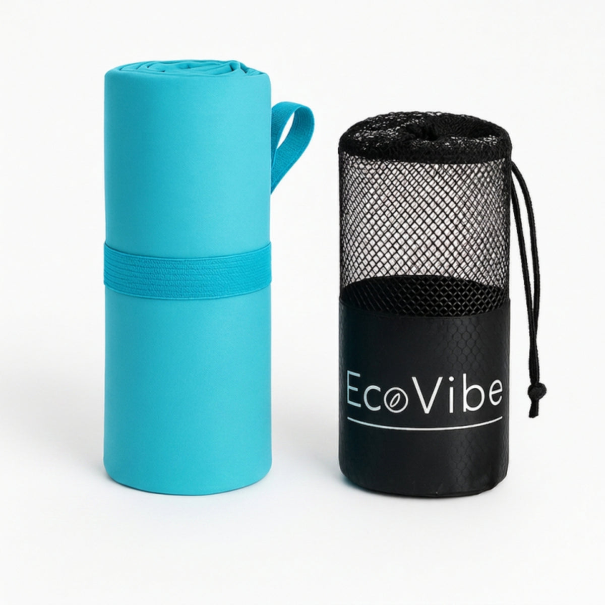 Toalla de microfibra ECOVIBE turquesa grande de 110 x 180 cm con funda de transporte