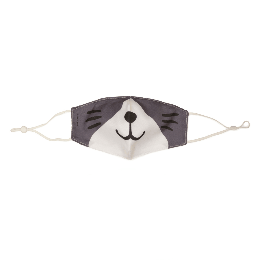 Mascarilla para niños de doble capa con tiras regulables, disponible en 4 diseños: gato, perro, tigre y oso. Ideal para protección y comodidad.