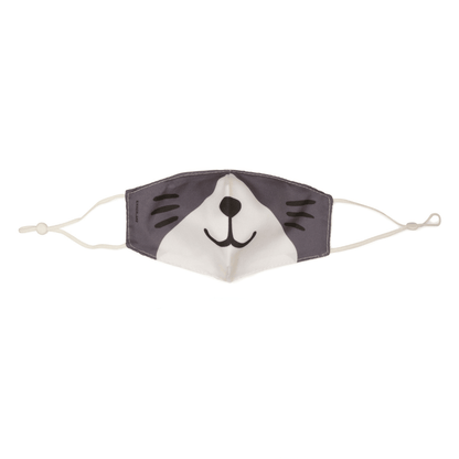 Mascarilla para niños de doble capa con tiras regulables, disponible en 4 diseños: gato, perro, tigre y oso. Ideal para protección y comodidad.
