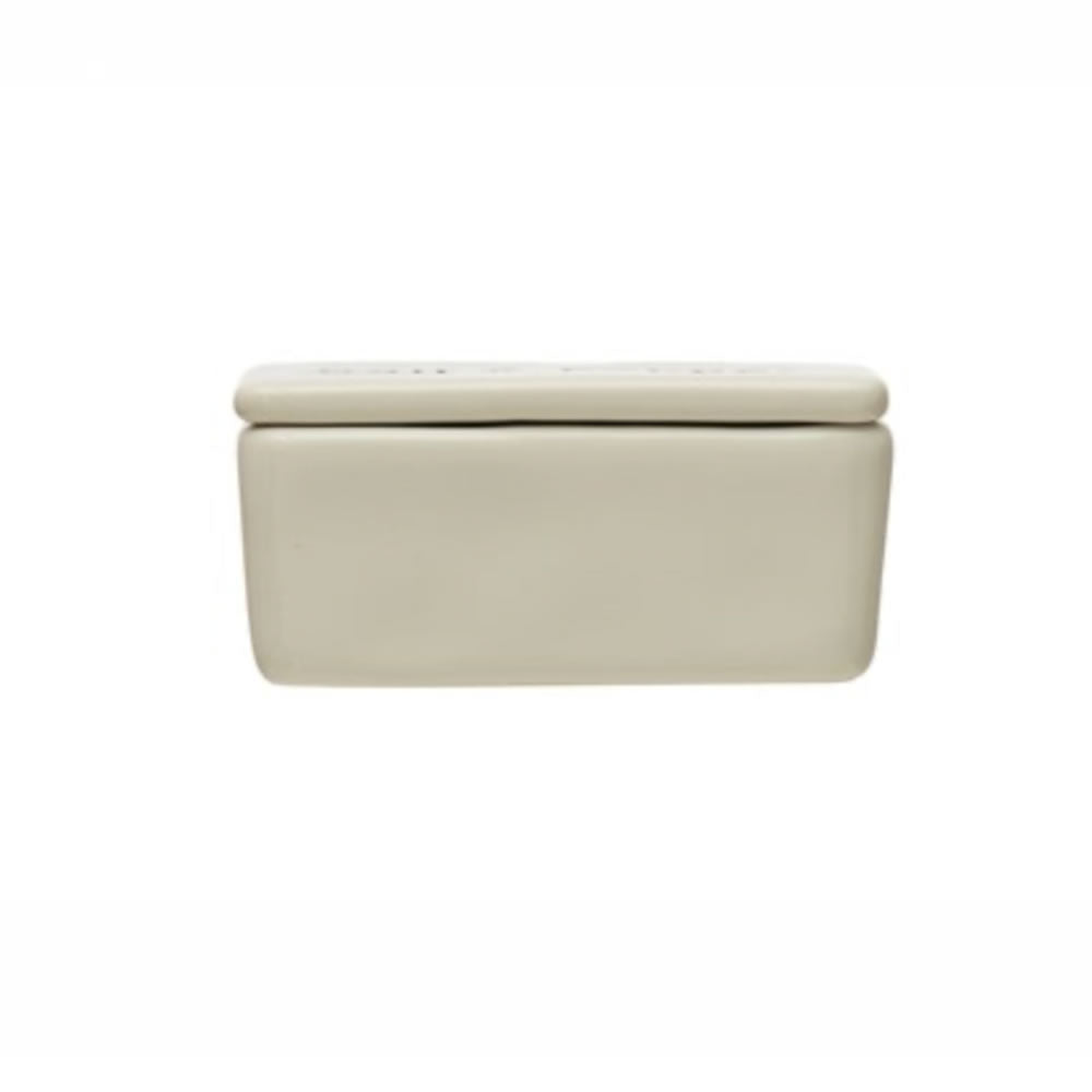 Recipiente para sal y pimienta en cerámica vitrificada blanco y negro con tapa, diseño elegante y resistente, ideal para la cocina.